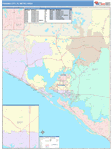 Panama City Metro Area Wall Map Color Cast Style